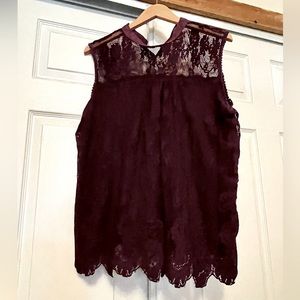 Sweet Rain 2X Purple Lace Neckline Blouse